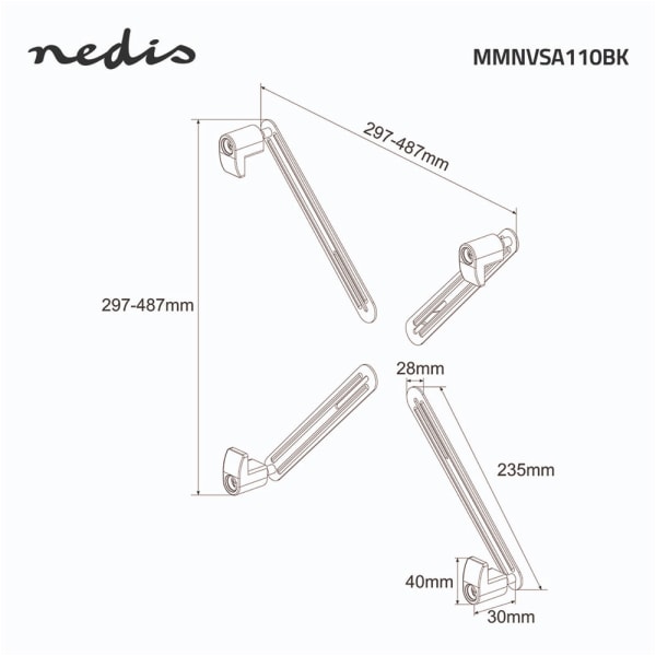 Nedis Adaptersæt for montering af ikke-Vesa-monitor 13-27"