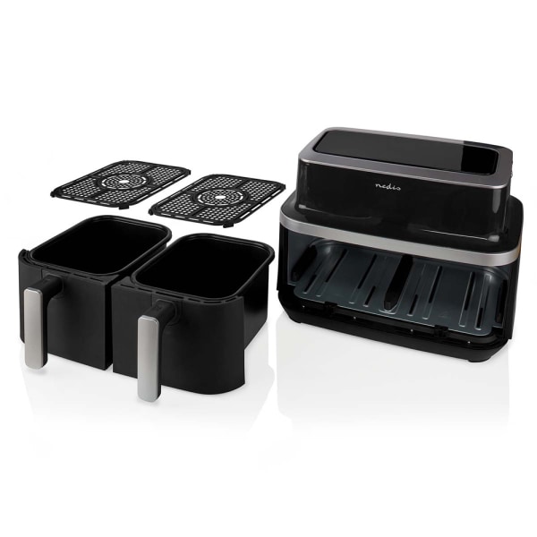 Nedis Digital Airfryer, jossa on 2x4,2 litran paistokoria