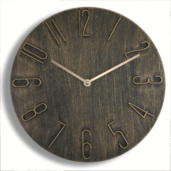 Minimalistisk analogt vægur 30 cm - bronze