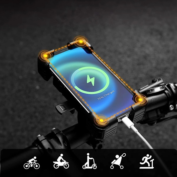 Mobilhållare i plast för cykelstyre med 360° rotation och autom