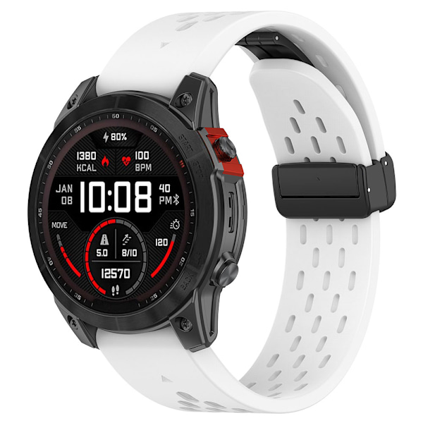 Silikonearmbånd til Garmin Fenix 5 / 6 / 7 / 8 20mm - Hvid