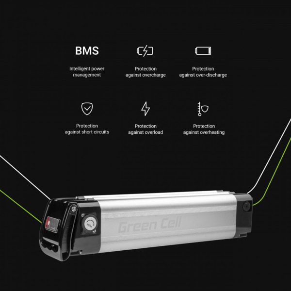 Green Cell elcykelbatteri Silverfish  36V 10.4Ah med laddare