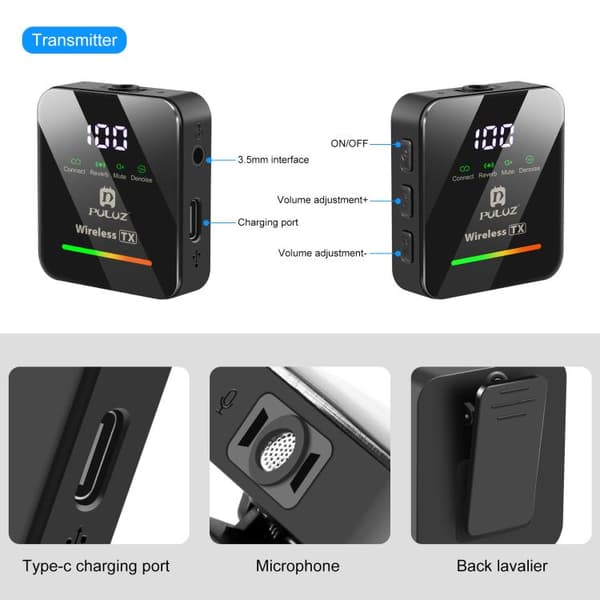 Langaton lavalier-mikrofoni / hyttysmikrofoni USB-C 4 mikrofoni