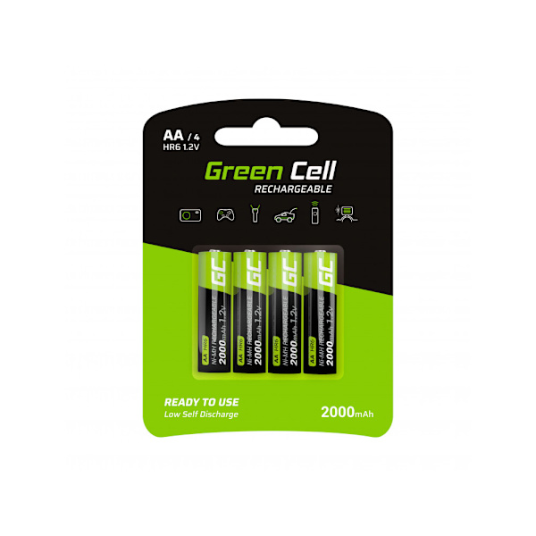 Green Cell Uppladdningsbara AA 2000mAh- 4-pack