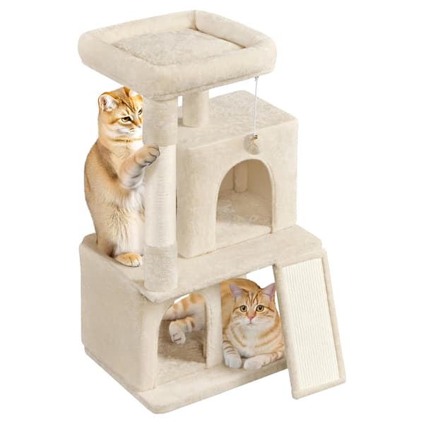 Kattetræ med 2 huler 60×45×106 cm / kradsetræ med sisalstolper