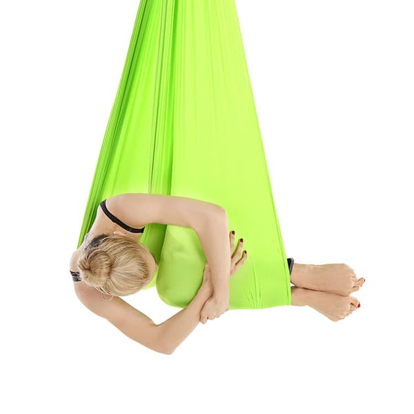 Yoga-hængematte 400 x 280 cm med elastiske stropper – Svart / Y