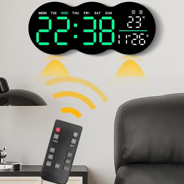 Digital väggklocka / LED-klocka / klocka med datum / temperatur