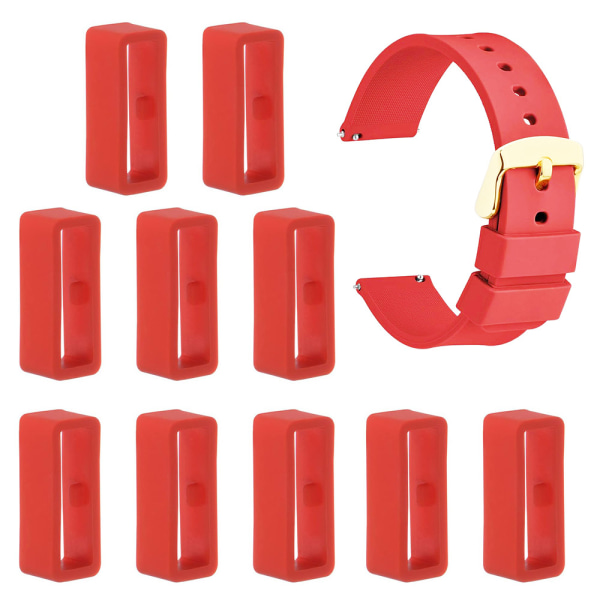 Silikonilenkit rannekkeelle 22 mm 10 kpl - punainen