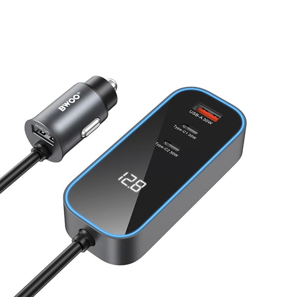 BWOO Billaddare med 2xUSB och 2xUSB-C PD 30W