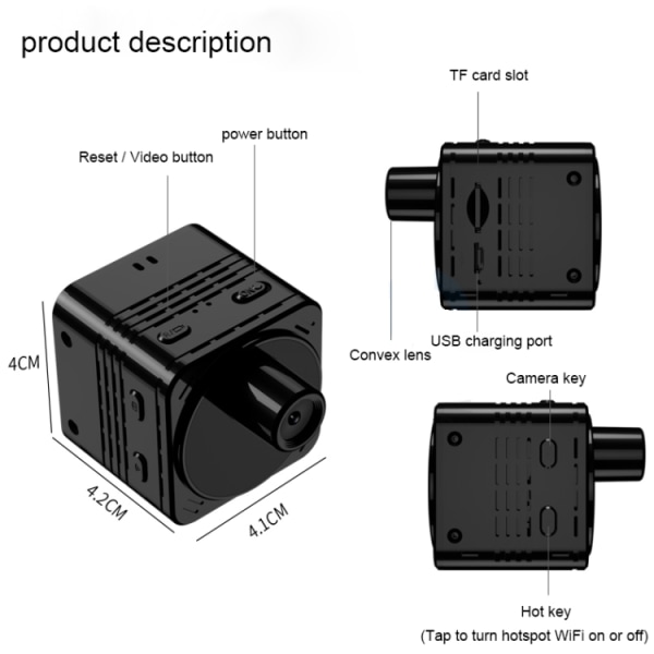 WiFi Kamera Full HD 1080P Liikeaktivoitu IR mode