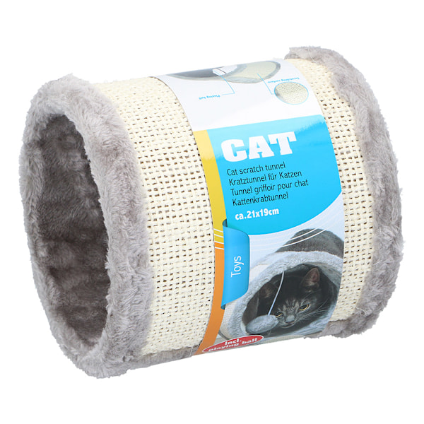 Lektunnel för katt 21x19 cm med klösfunktion och mjuk plysch