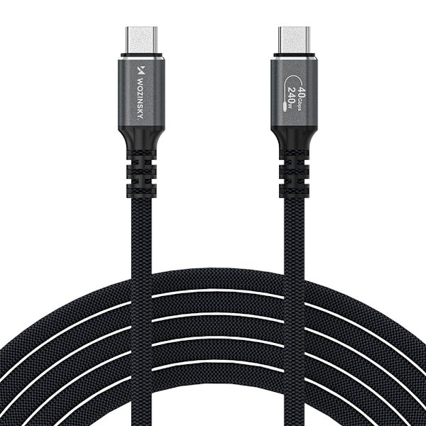 Wozinsky Thunderbolt 4 USB-C-kabel 240W 1,5m 4K - Sort