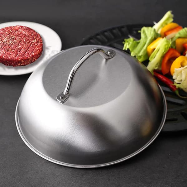 Madkop i rustfrit stål 22,5 cm / serveringskop til mad / låg ti