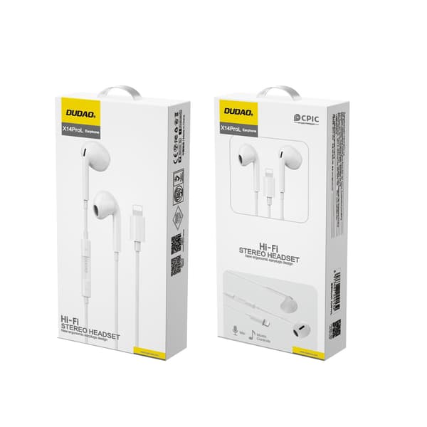 Dudao X14PROL-W1 Lightning-hovedtelefoner – hvide / In-ear-hove