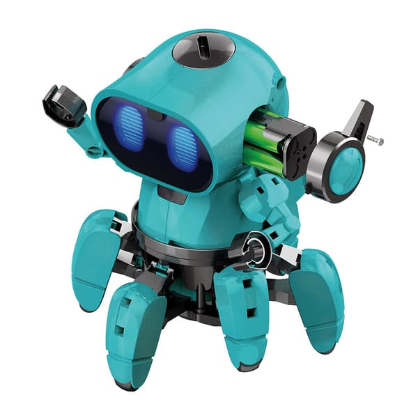 Tobbie The Robot - Blå - Interaktiv byggerobot med IR-sensor og