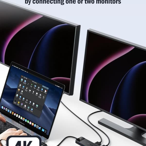 Lemorele TC94 10-in-1-telakointiasema, jossa on kaksi HDMI-liit
