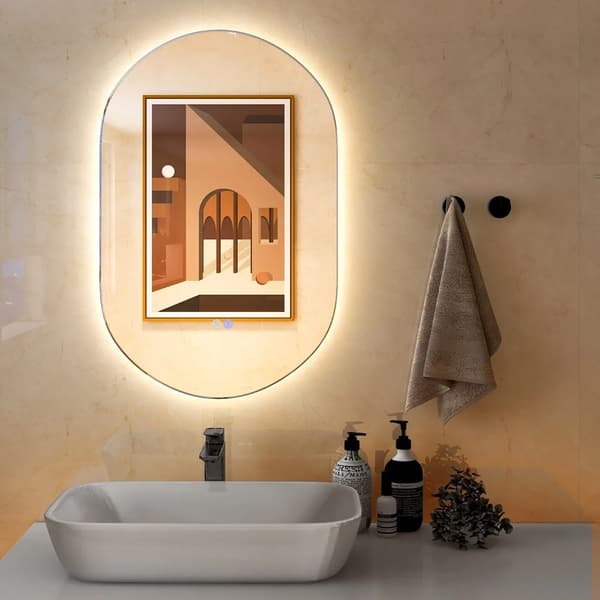 Oval spegel 80 × 50 cm med LED-belysning