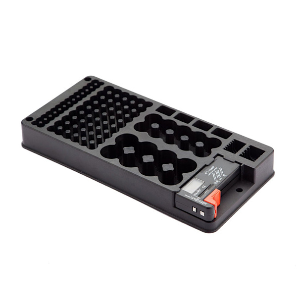 Batterilåda med batteritestare
