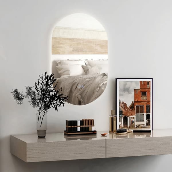 Soikea peili 80 × 50 cm LED-valaistuksella