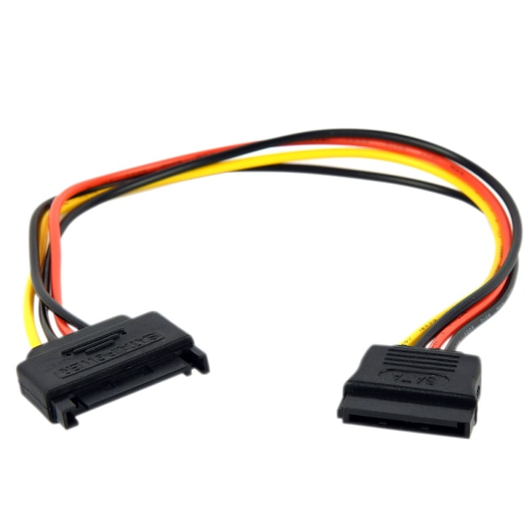 SATA virtajohdon jatkokaapeli 30 cm – 15-pin uros–naaras SSD-/H