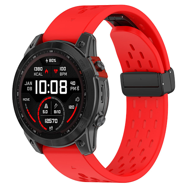 Silikoniranneke Garmin Fenix 5 / 6 / 7 / 8 20mm - punainen