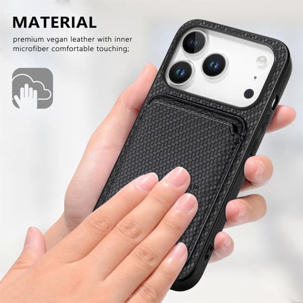 Takakansi magneettikorttipidikkeellä iPhone 17 Pro:lle - Musta