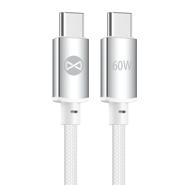 Forever Vibe USB-C-kabel 1 m 60 W – Sølv / Hurtigopladningskabe