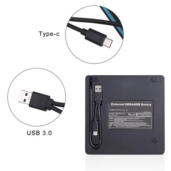Extern DVD/CD-brännare med USB 3.0 och USB-C