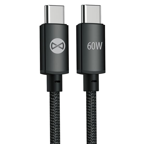 Forever Vibe USB-C-kabel 1 m 60 W – Mørkegrå / Hurtigopladnings