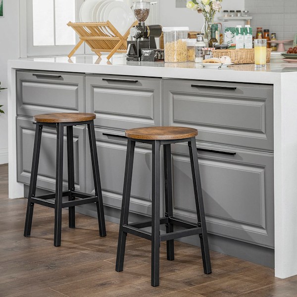 Barstole 65 cm - Rustik brun og Svart
