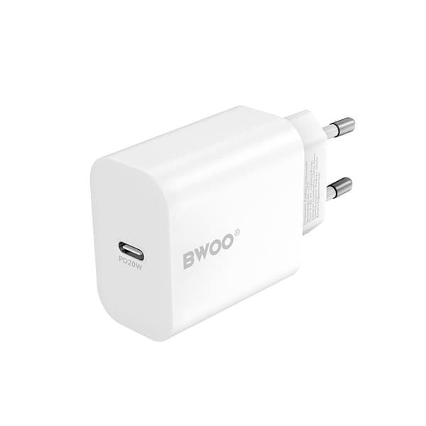 BWOO Vægoplader med PD 20W 1xUSB-C - Hvid