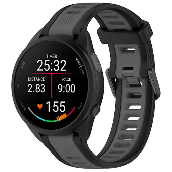 Silikonearmbånd til Garmin Forerunner 165 18mm - Sort