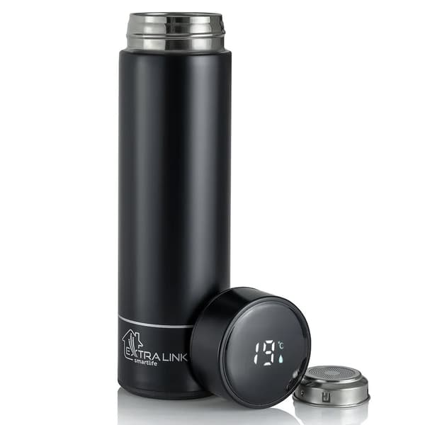 Svart Termos med termometer med LED-display 500ml