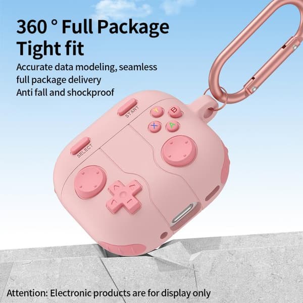 Silikonecover i game controller-design til AirPods 4 – Pink