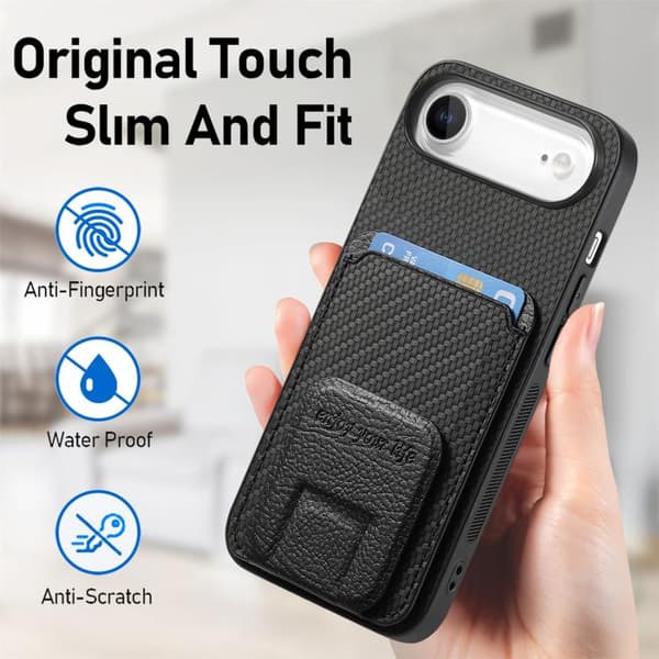 Mobilcover med pung og stativ til iPhone Air – Sort