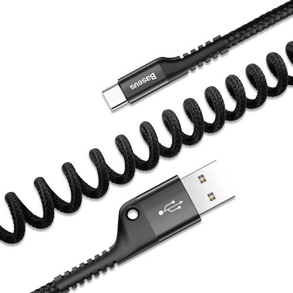 USB til USB-C 2A-kabel med fjederdesign - 1 m