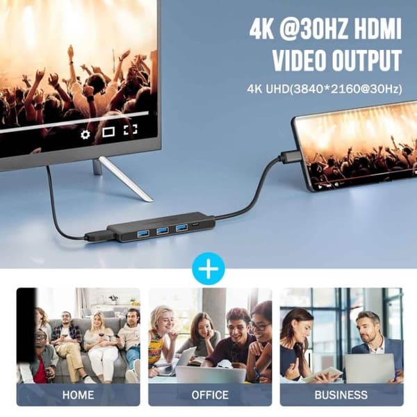 Lemorele TC22L 5-i-1 USB-C-dockningsstation / USB-C-hubb med 4K