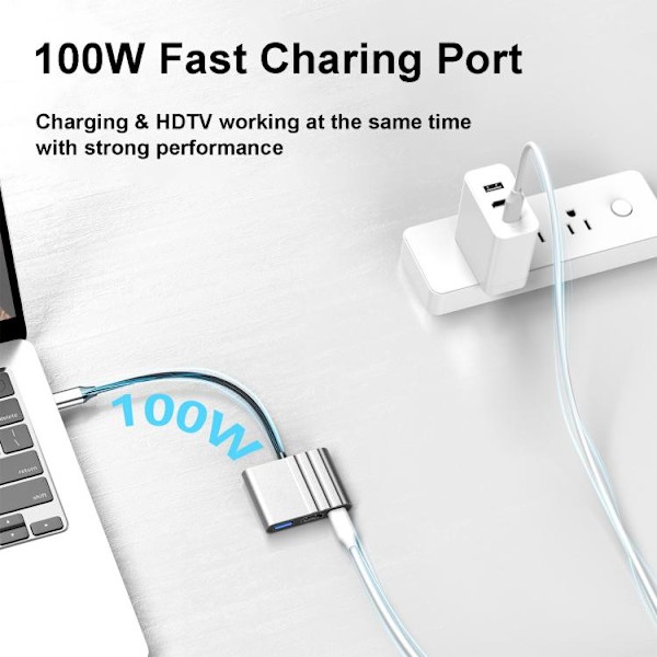 3-i-1 USB-C-adapter til opladning og billedoverførsel
