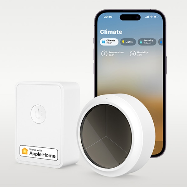Meross temperatur- och fuktsensor startkit med HomeKit och solc