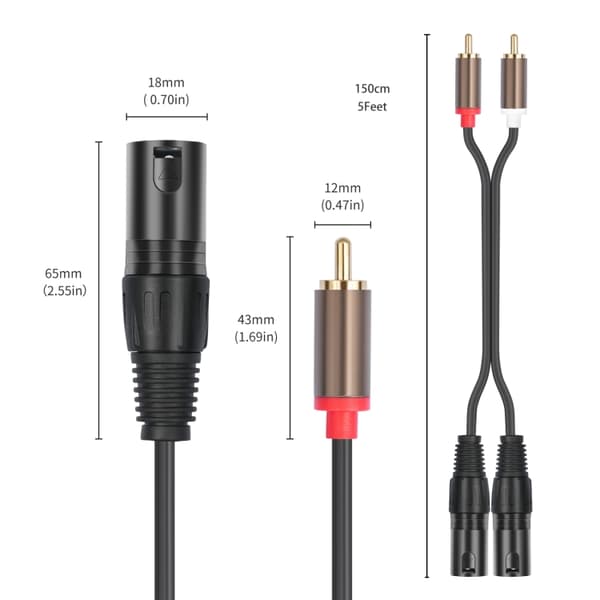 Äänikaapeli 2 RCA uros 2 XLR uros 1,5m