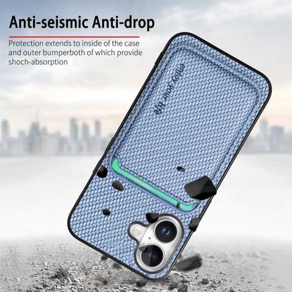 Bagcover med magnetisk kortholder til iPhone 17 - Blå