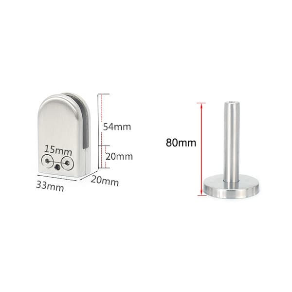 Klemmefæste for Glasvæg 14x80mm Small