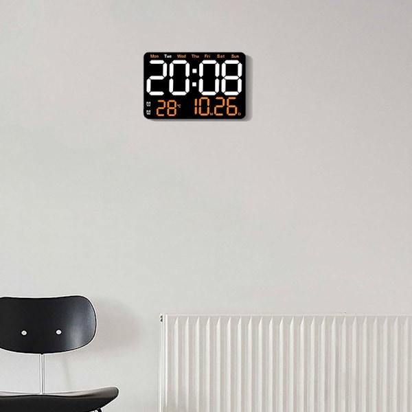 Digital bordsklocka med stora LED-siffror och multifunktionell
