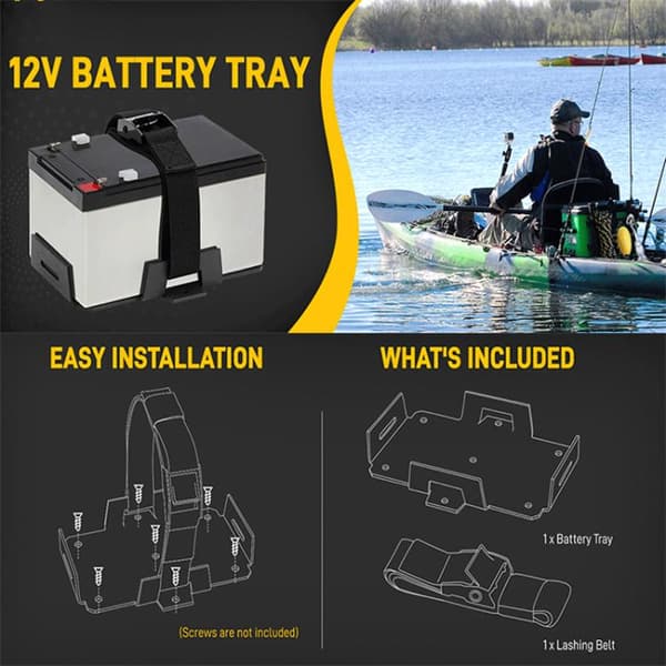 Batterifäste med justerbar fästrem - Svart
