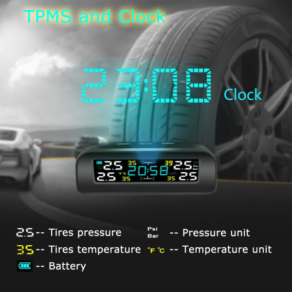 Däcktryckssensor TPMS med solcell