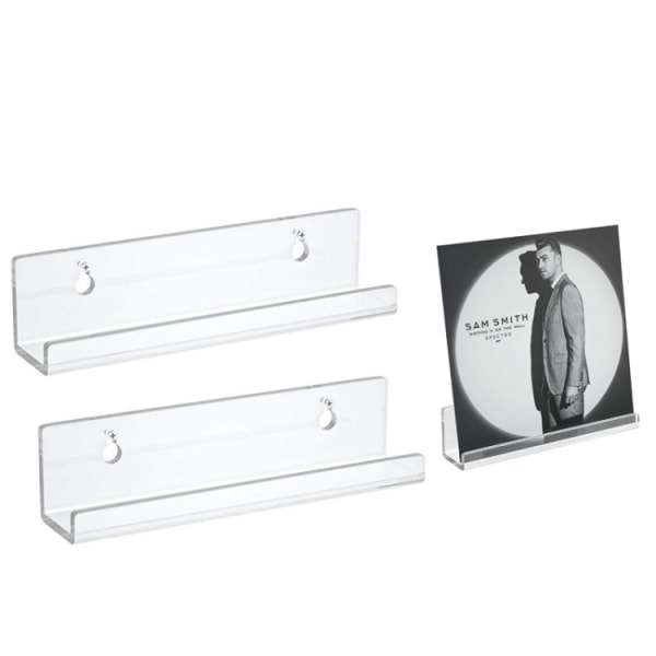Läpinäkyvä akryyli seinähylly - 2-pack vinyylilevyille, käsikir