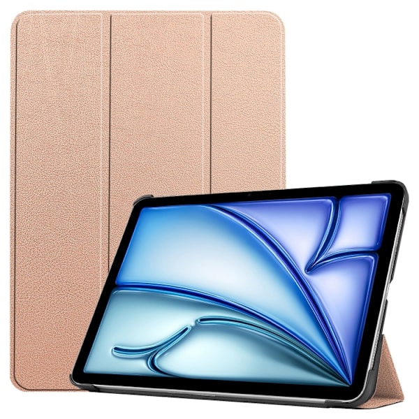 Keinonahkakotelo jalustalla iPad Air 13 (2024) - RoseGold - Ros