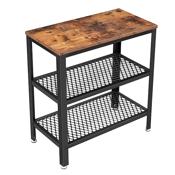 Sidebord med 2 nethylder - Rustik brun/svart