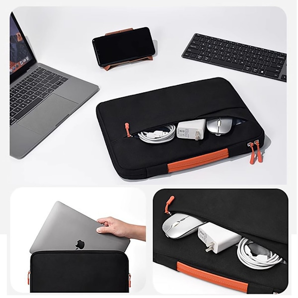 Vattentålig laptopväska i polyester, upp till 15,4" – svart