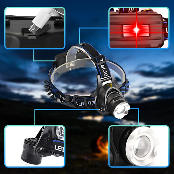 LED-pannlampa med uppladdningsbart batteri, 10W, 300 lm, juster